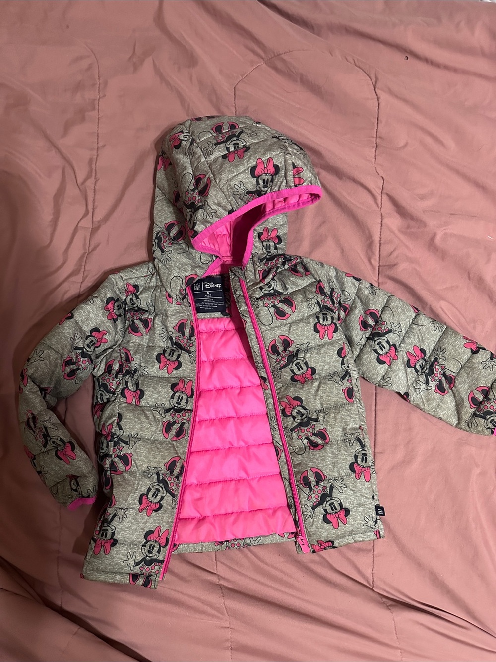 Disney Minnie Mouse Gray Jacket with Hot Pink Lining